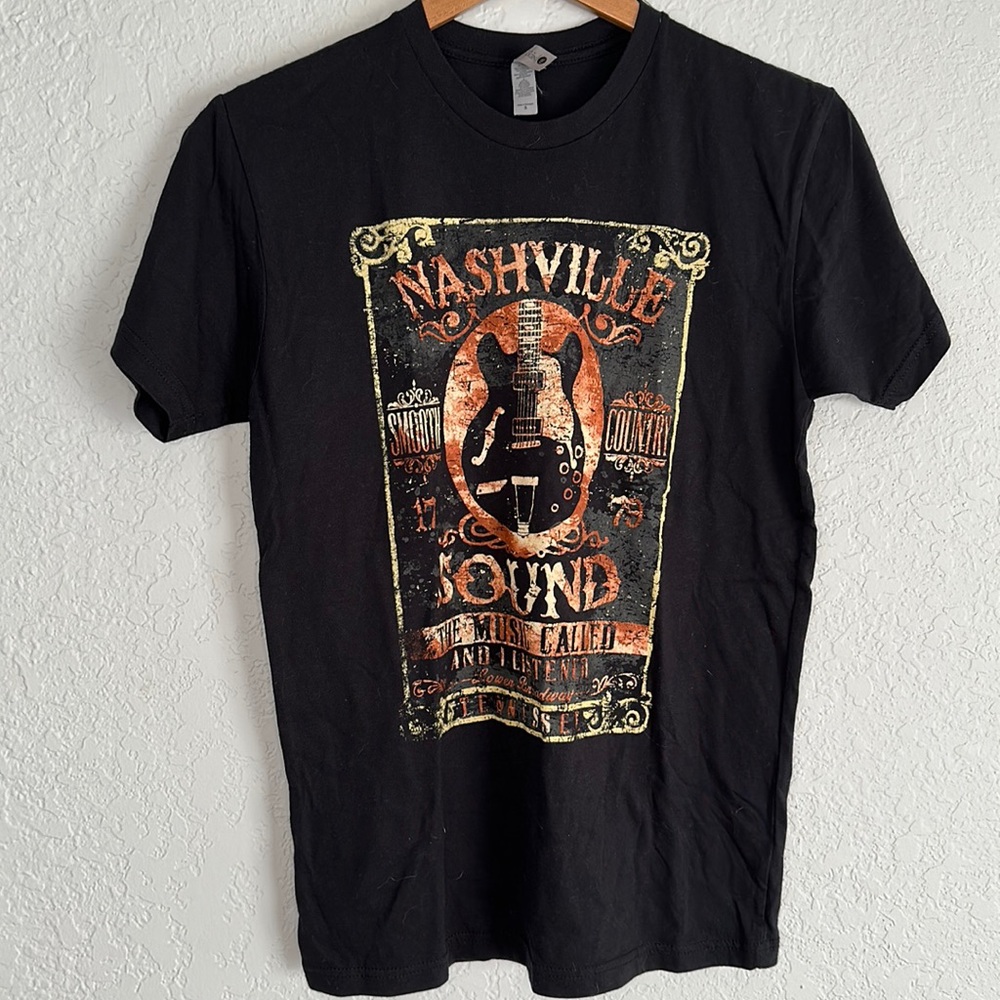 Nashville Guitar Sound Black Graphic T-shirt Tee
